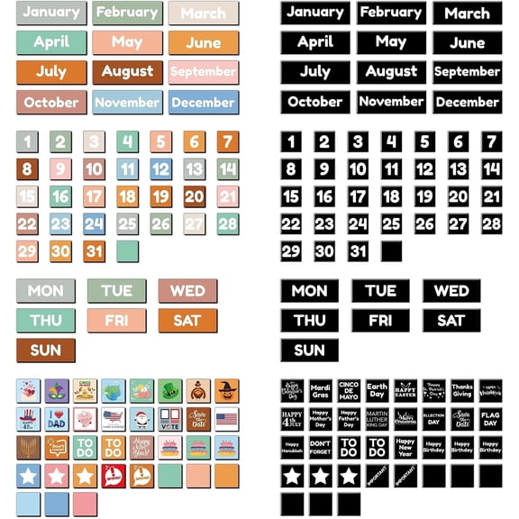 Double-Sided Calendar Numbers for Refrigerator | Month Week Holiday Labels, Dates Indicators ,for Whiteboard Refrigerator Classroom Office Teacher Supplies