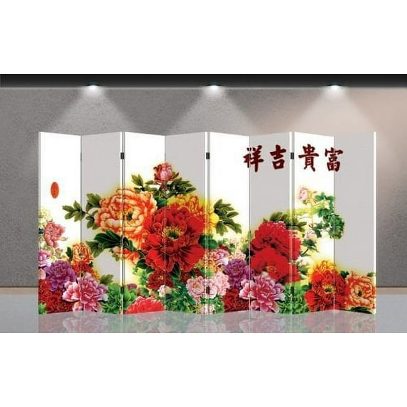 Double Sided Canvas Screen Room Divider - Flowers