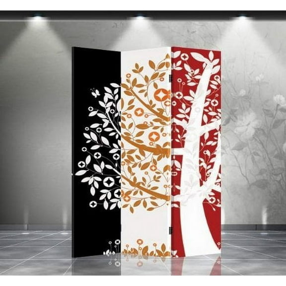 Double Sided Canvas Screen Room Divider - Money Tree
