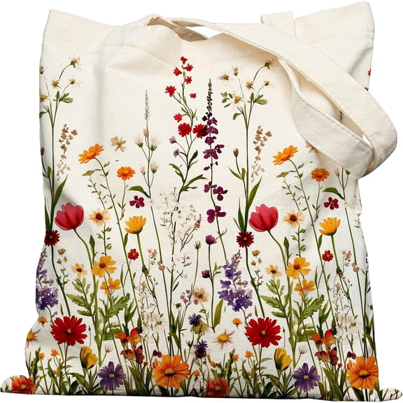 Double-Sided Canvas Tote Bag for Women with  Snap, Wide Strap & Inner Pocket for Work, Shopping, Travel