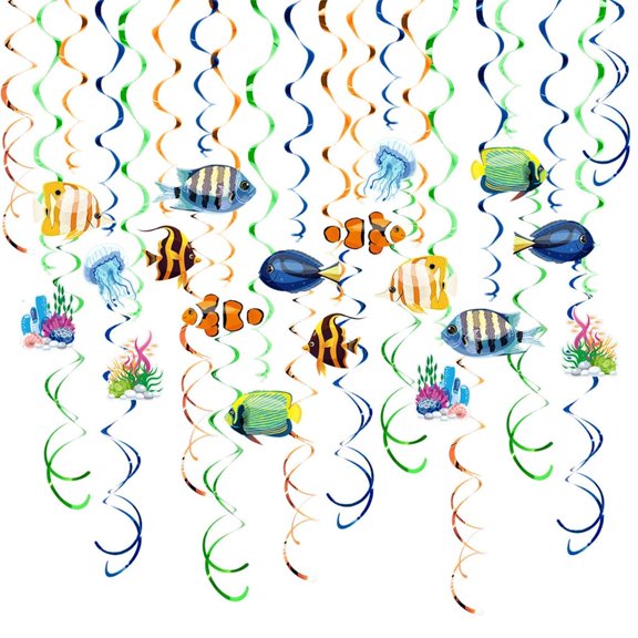 Sea Hangings Party Decors Spirals Fish Pendant Danglings Swirls Elegant Ceiling Hangings Streamers