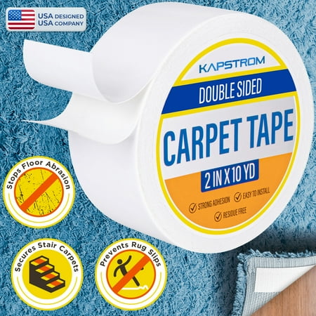 Double-Sided Carpet Tape (2" Wide, 30' Long), Heavy Duty Adhesive Multipurpose Rug Tape by KapStrom
