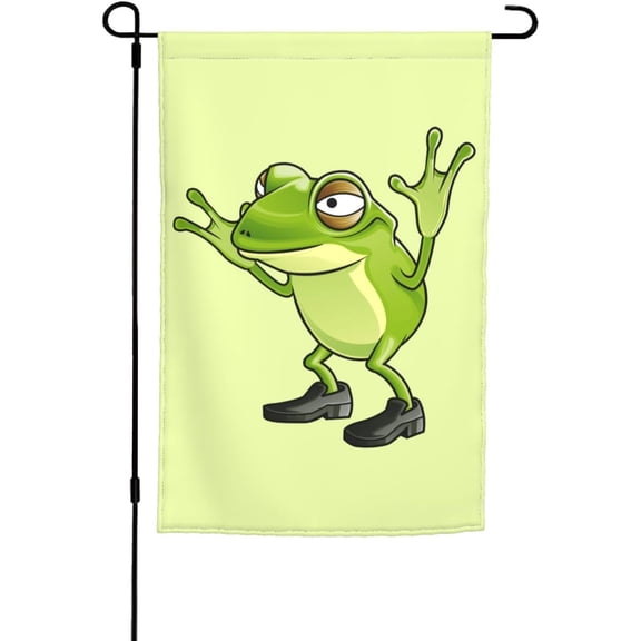 Double Sided Cartoon Frog Garden Flag for Outside 12 x 18 Inch Seasonal Welcome Home Decor Banner