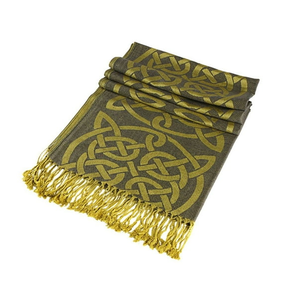 Double Sided Celtic Knot Scarf- Olive Green
