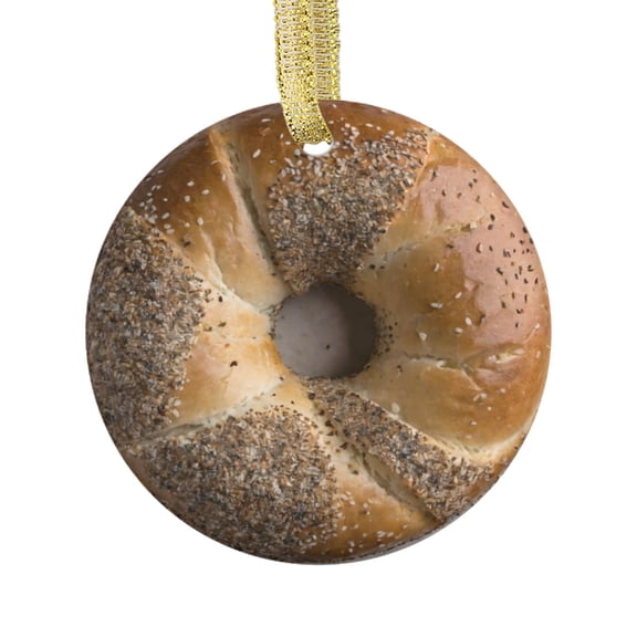 New York Everything Bagel Cute NY Poppy Sesame Bagels Food Lovers Foodie Novelty Holiday Christmas Ornament Xmas Tree Gift (Flat Design Printed on Ceramic, Not 3D)
