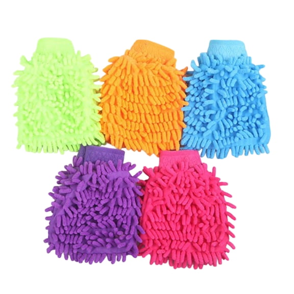 Double-Sided Chenille Microfiber Car Wash Mitt, Lint-Free and Scratch-Free Cleaning Glove for Auto Detailing, Automotive Wash Tool, Random Colors, Yellow