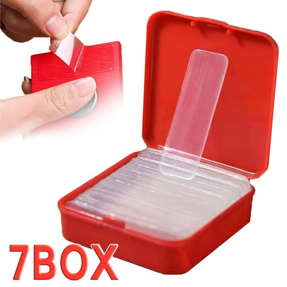 Double Sided Clear Removable Tape with Storage Box, Traceless Washable Clear Removable Grip Tape for Photo Walls, Poster, Couples, Floors, Carpets, Rugs (60Pcs/Box , 7Box)