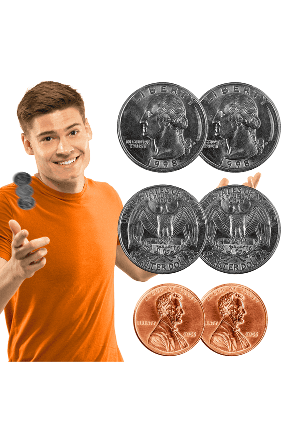 Double Sided Coins, Trick Coin Set with Quarters & Penny, 3 pack
