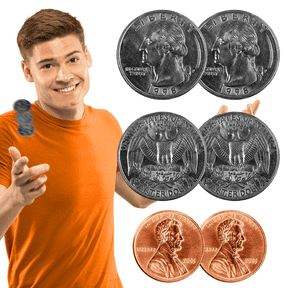 Magnus Magic Double Sided Coins, Trick Coin Set with Quarters & Penny, 3 pack