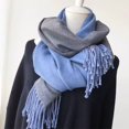 thumbnail image 1 of Double-Sided Color-Block Scarf, Warm Winter Wrap with Fringe, Soft Faux Cashmere,190*65cm,1, 1 of 33