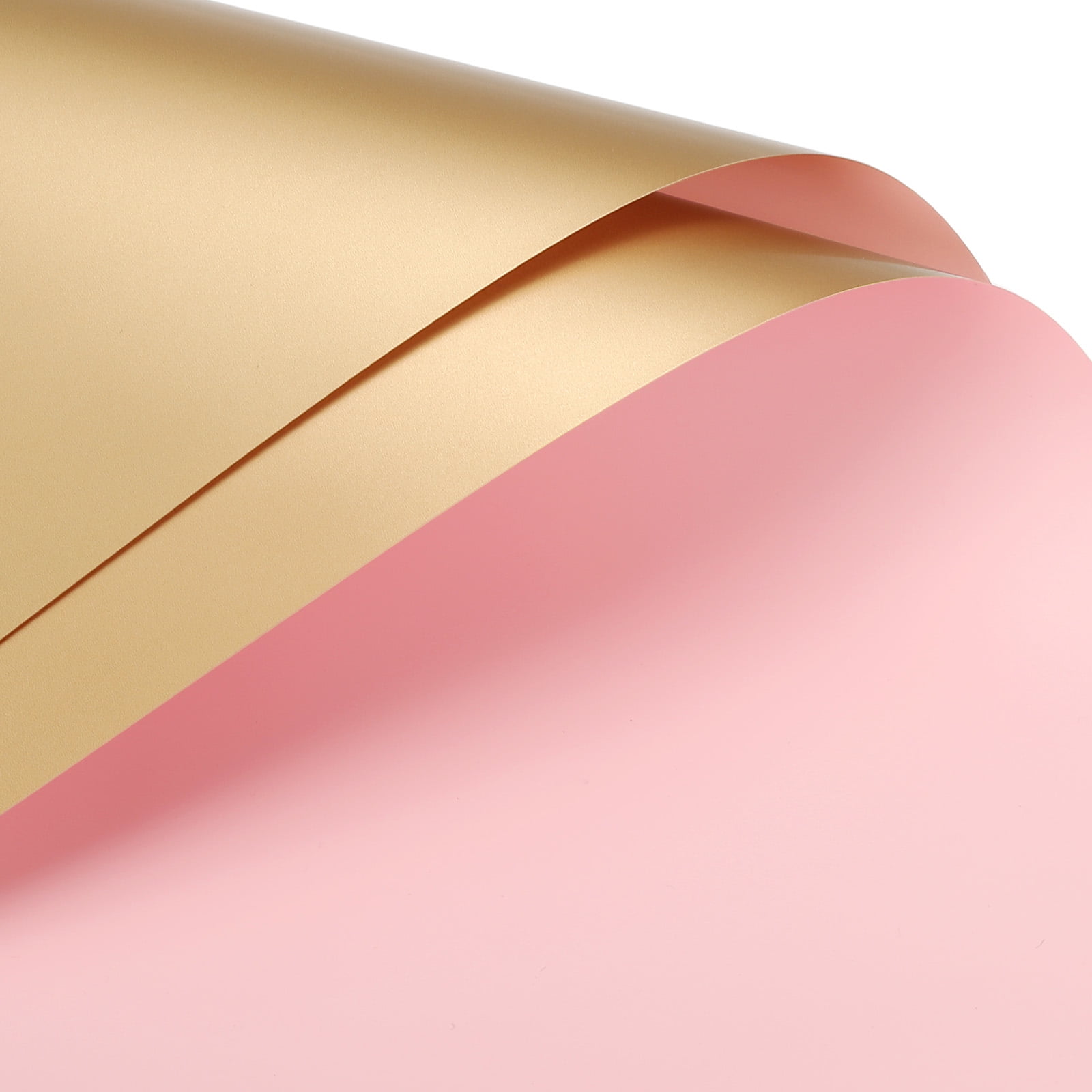 Double Sided Color Flower Wrapping Paper Light Pink+Gold 22.8x22.8  Waterproof 10 Pack 
