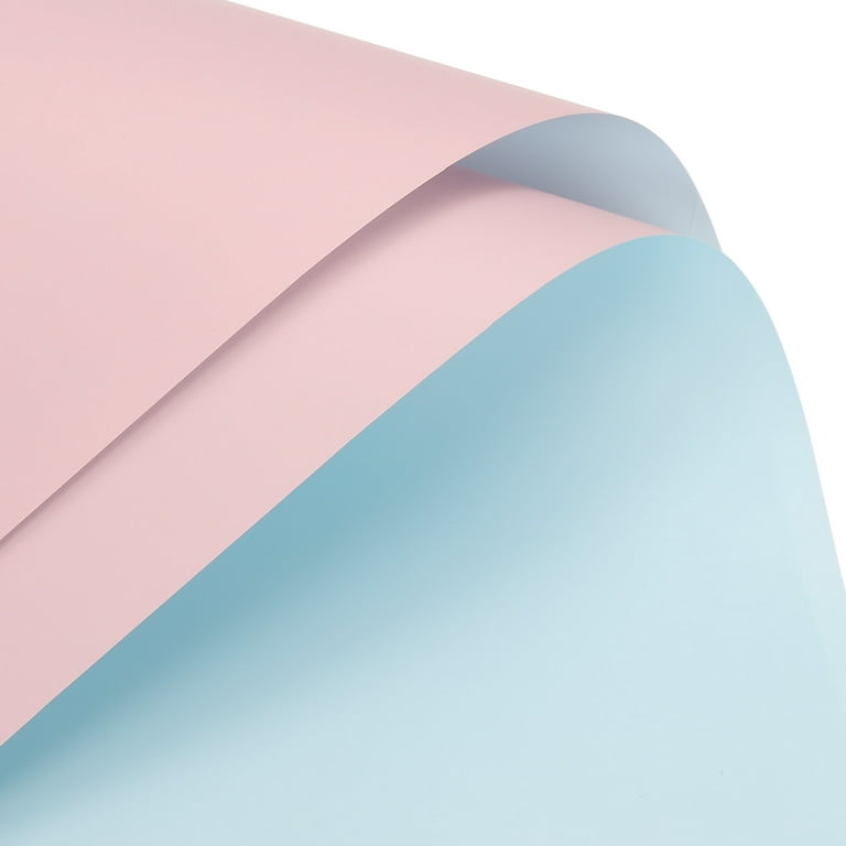 Double Sided Color Flower Wrapping Paper Light Pink+Light Blue 22.8x22.8  Waterproof 10 Pack