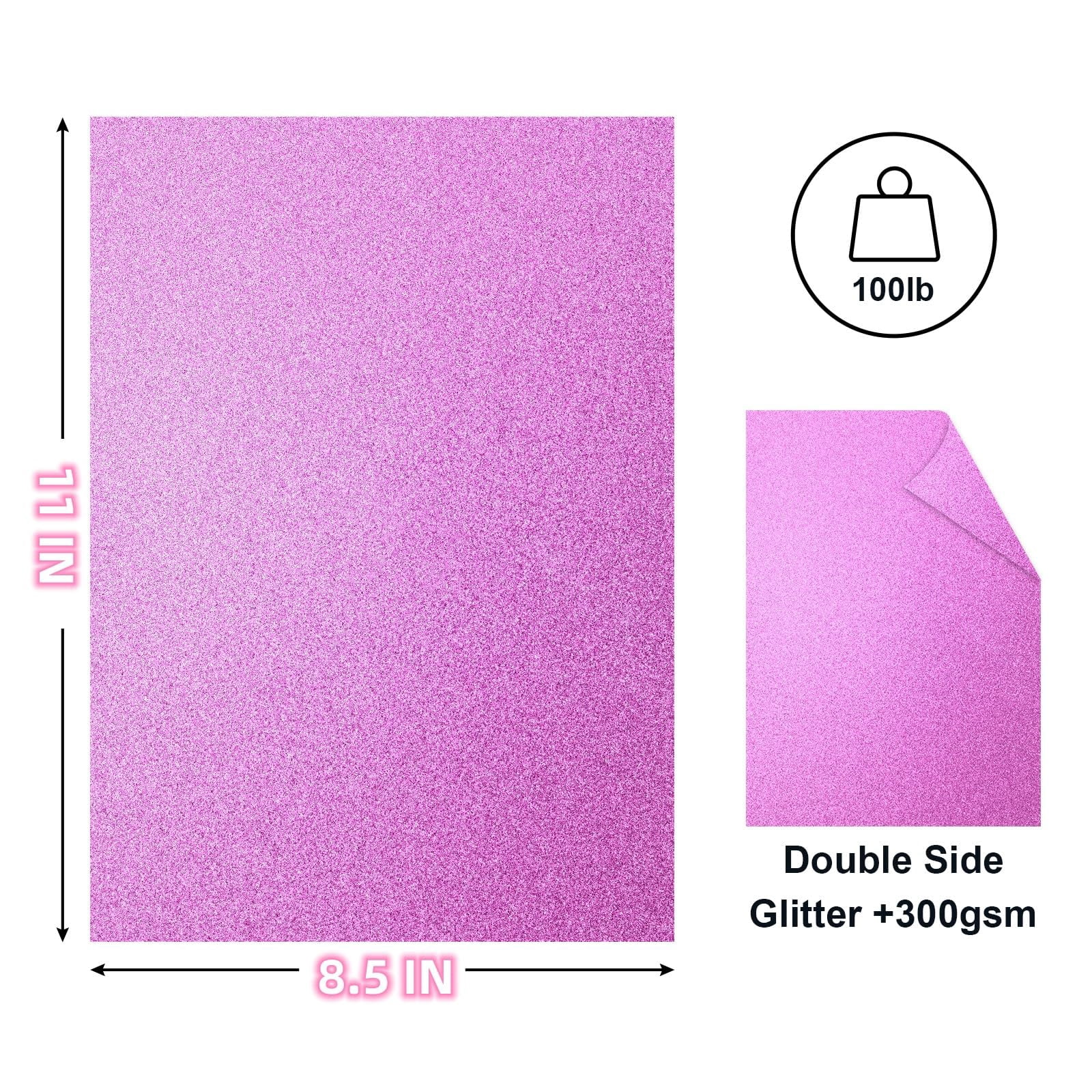 Double Sided Colorful Glitter Cardstock Paper 100 Lb Heavy 30 Colors 8.5x11 Inch 300gsm Thick Pastel Sparkly Card Stock For Cricut Making Crafting