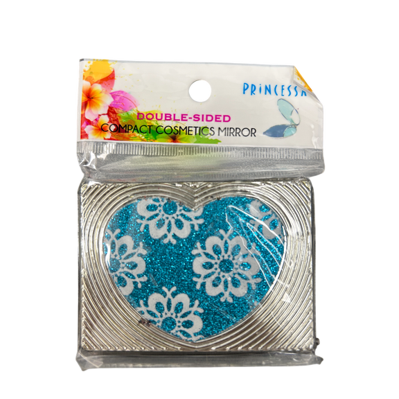 Double Sided Compact Mirror, Stylish Travel Makeup Mirror with Standard, Magnification Views, Glittery Sparkle Designs, Portable Purse, Pocket Size for Quick Touch Ups, Beauty Essential Accessory
