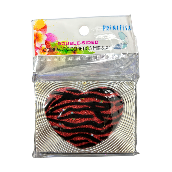 Double Sided Compact Mirror, Stylish Travel Makeup Mirror with Standard, Magnification Views, Glittery Sparkle Designs, Portable Purse, Pocket Size for Quick Touch Ups, Beauty Essential Accessory