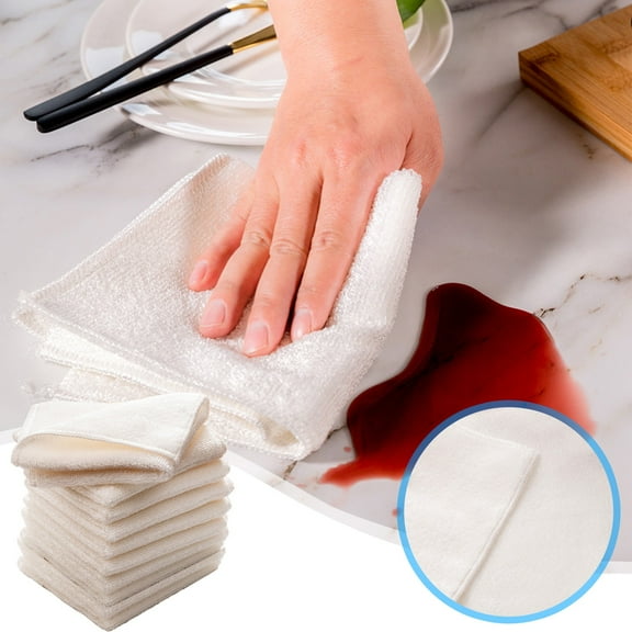 Double Sided Composite Fleece Cleaning Towels | 10-Pack | Thickened Reusable Dishcloths & Kitchen Towels | Lint-Free & Scratch-Free for Dishes, Cars & Glass | 9.06x7.09in