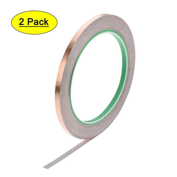 Double Sided Conductive Tape Copper Foil Tape 5mm x 20m/65.6ft for EMI Shielding Stained Glass 2 Roll