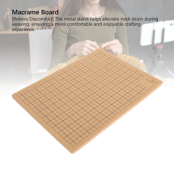 Double-Sided Cork Macrame Board with Adjustable Metal Stand - Embossed Grid Knotting Project Holder for Bracelets & Jewelry Making metal Braiding Bracelet Creating