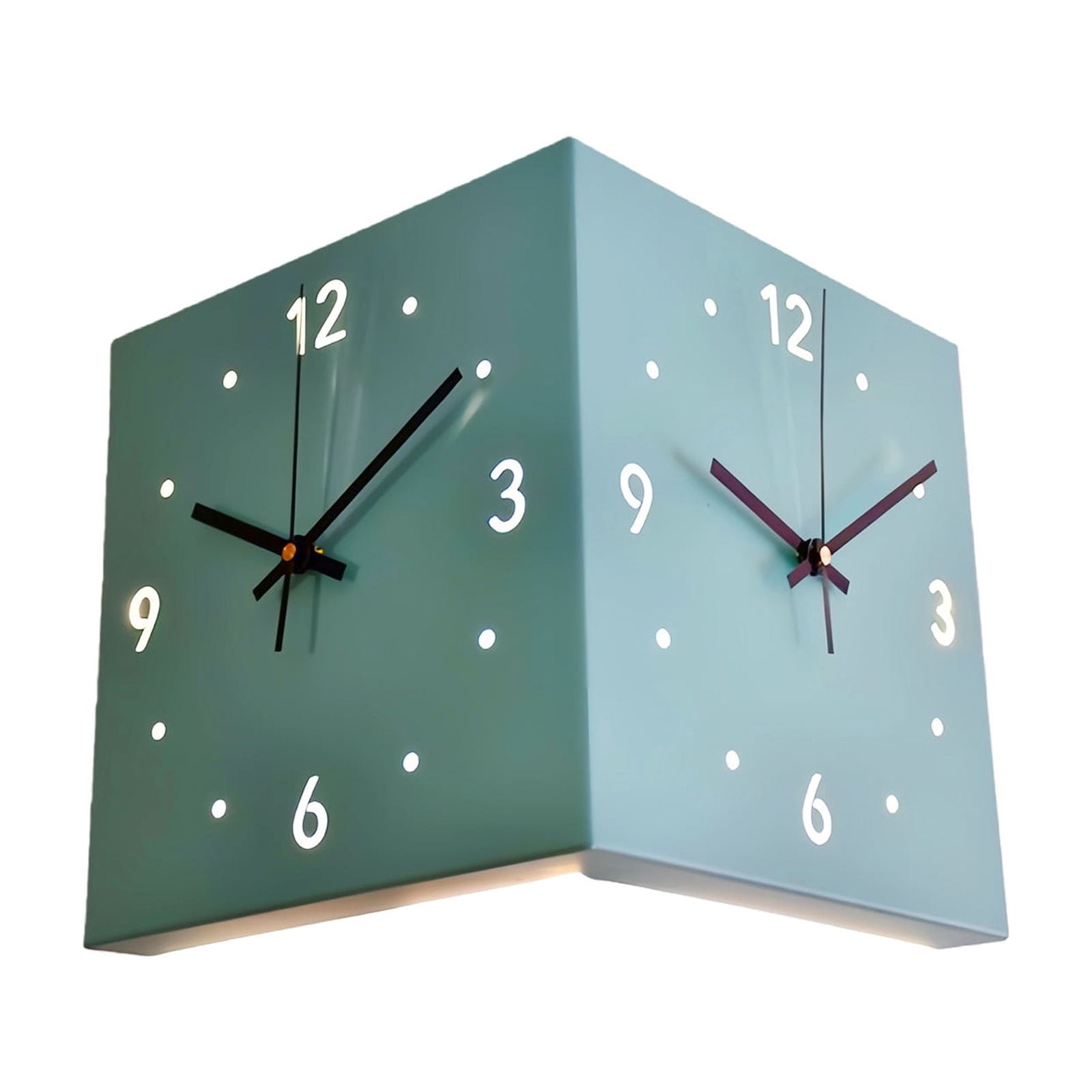 Fency Corner Double Sided Corner Wall Clock,Modern Decorative Art Sensors Light for ...