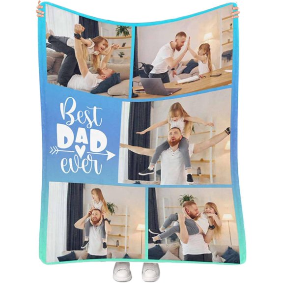 Double Sided Custom Blanket with Photo Text Personalized Throw Blankets Customized Picture Blanket for Kid Adult Friends Mom Dad Personalized Gift Flannel Blanket for Birthday Halloween Christmas