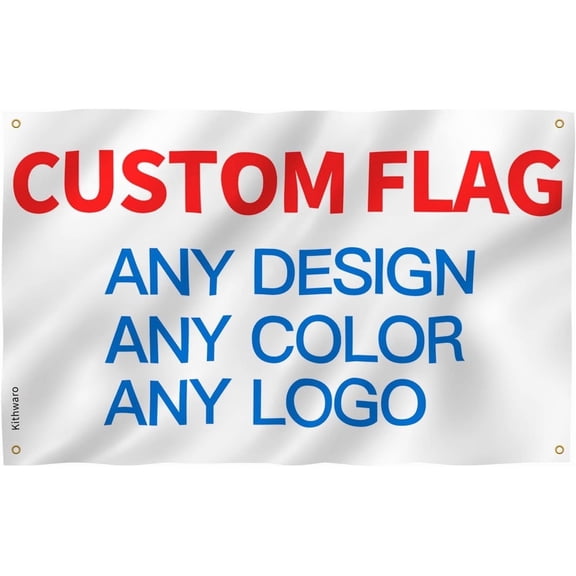 Double Sided Custom Flag 3x5 Ft For Outdoors - Print Your Own Logo/Design/Words - Vivid Color, Canvas Header and Double Stitched - Customized Two Side Flags Banners with Brass Grommets 3 X 5 Ft