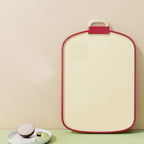 Double-Sided Cutting Board | Non-Slip Kitchen Chopping Block | Food Grade Plastic | Red | Vegetable Meat Fruit Slicing | 38x25cm | Easy Clean | Hanging Hook | 1 Piece | Versatile Prep Mat