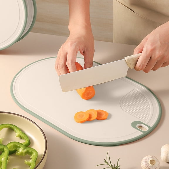 Double Sided Cutting Board - Non slip Plastic for Kitchen, Nonslip Rubber Half Round Chopping Mats BPA Free Knife Friendly Non-Toxic Dishwasher Safe,13x9 Inch Household Cutting Board