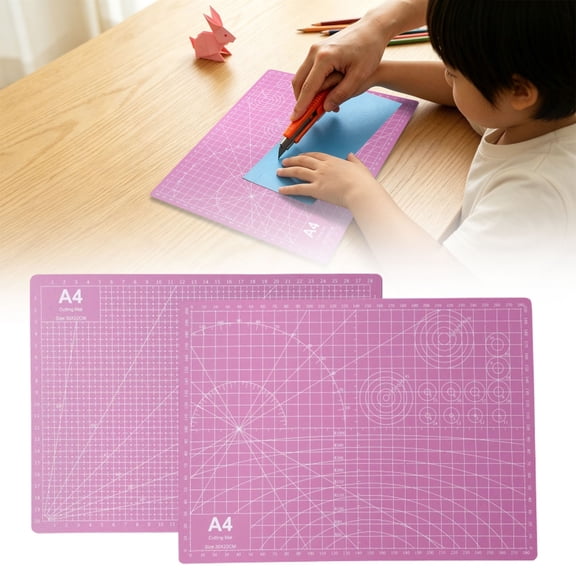 Double Sided Cutting Mat A4 1.2mm PVC Self Healing Craft Mat with Grid for Sewing Quilting Paper Pink 1 Cutting Mat
