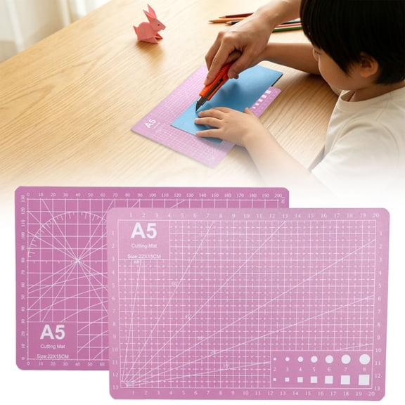 Double Sided Cutting Mat A5 1.2mm PVC Self Healing Craft Mat with Grid for Sewing Quilting Paper Pink 1 Cutting Mat
