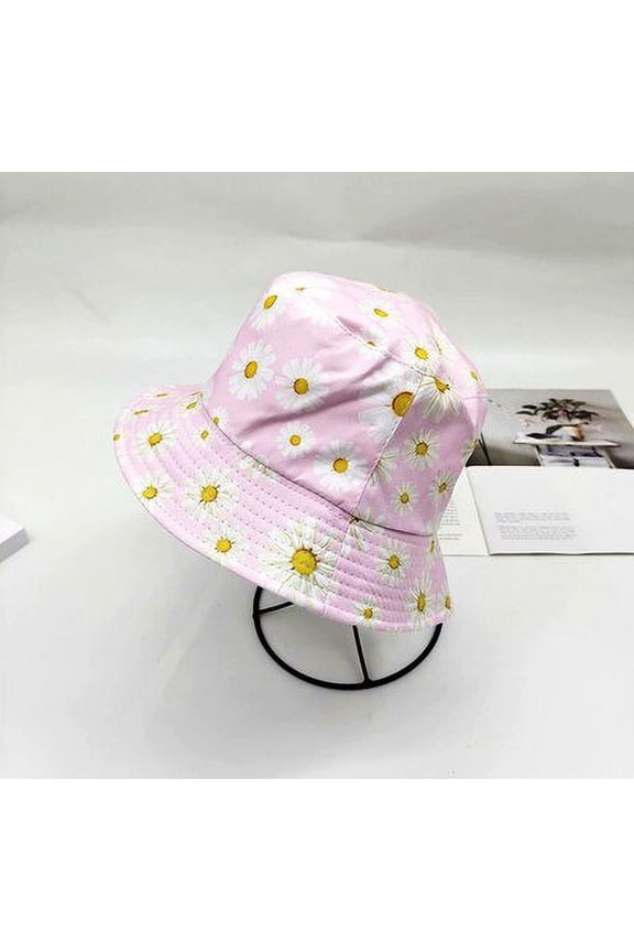 Double-Sided Daisy Bucket Hats Women's Embroidery Hip Hop Panama Bob Caps Folded Beach Sun Fisherman Hat for Ladies Mens