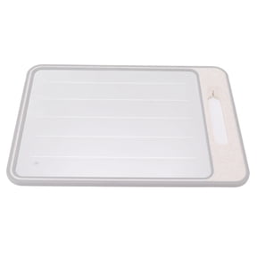 Double Sided Defrosting Cutting Board with Knife Sharpener and Grinding Surface, Khaki, 14.5 x 10.2 in / 37 x 26 cm Dual-Use Quick Thawing Tray for Kitchen