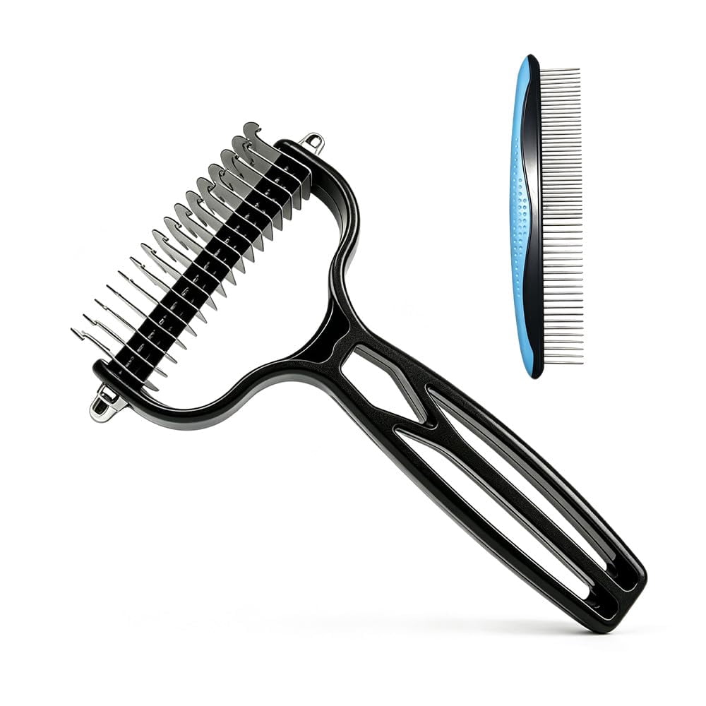 Double Sided Dematting Comb for Cats & Dogs, Undercoat Rake, Safe ...