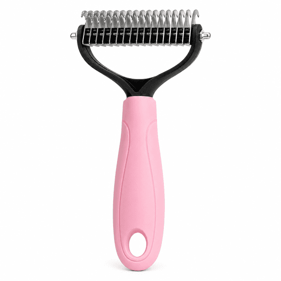 Double-Sided Dematting Undercoat Rake for Dogs and Cats, 2-in-1 Pet Grooming Comb for Mat Removal & Deshedding, Ergonomic Non-Slip Deshedding Brush with Hanging Hole for Easy Storage