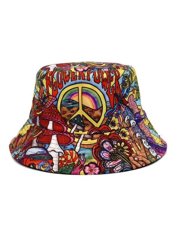 Double-Sided Design Y2K Boho Style Fisherman Cap Reversible Retro Punk & Hippie Bucket Hat