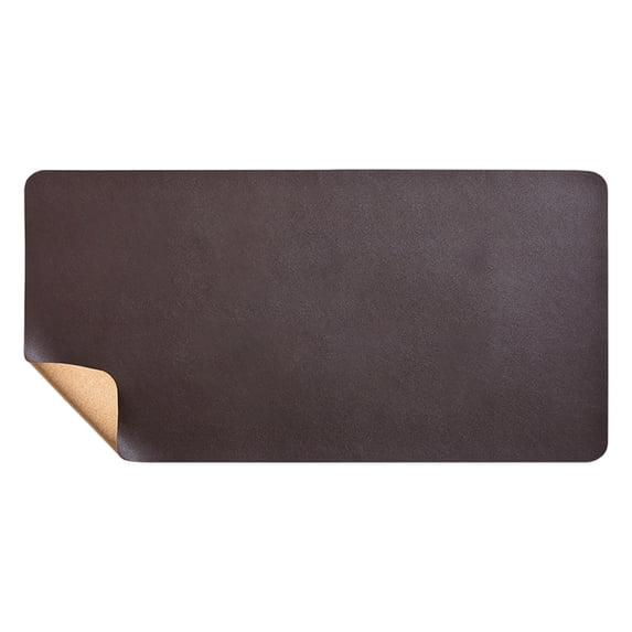 Double-Sided Desk Pad, 23.62"x11.8"Leather Desk Mat, Eco Cork Desk Pad Protector,Large Mouse Pad,Waterproof Desk Blotter for Office/Home Brown