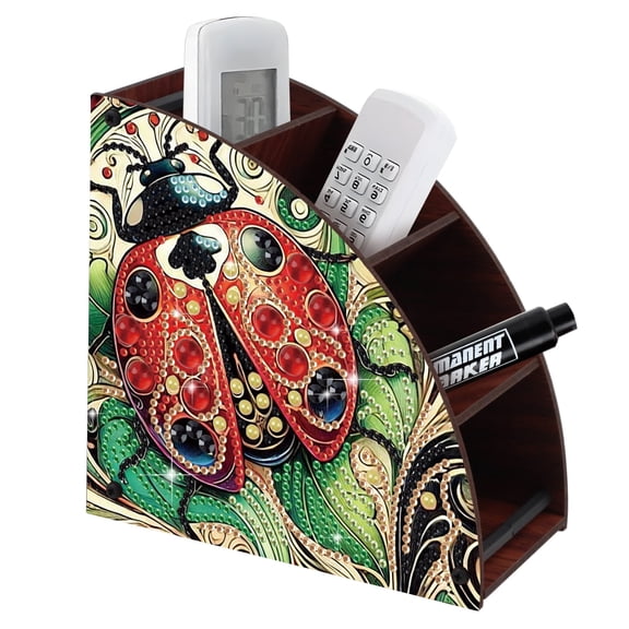 Double Sided Diamond Painting Kit Storage Box, Beautiful Insect 5D DIY Desktop Remote Control Organizer, Holiday Gift