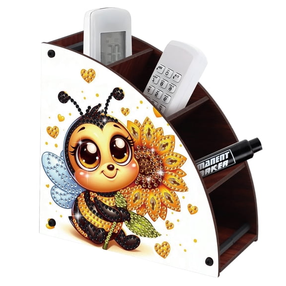 Double Sided Diamond Painting Kit Storage Box, Bee 5D DIY Special Shape Organizer For storing small items like desktop remotes, stylish and utilitarian