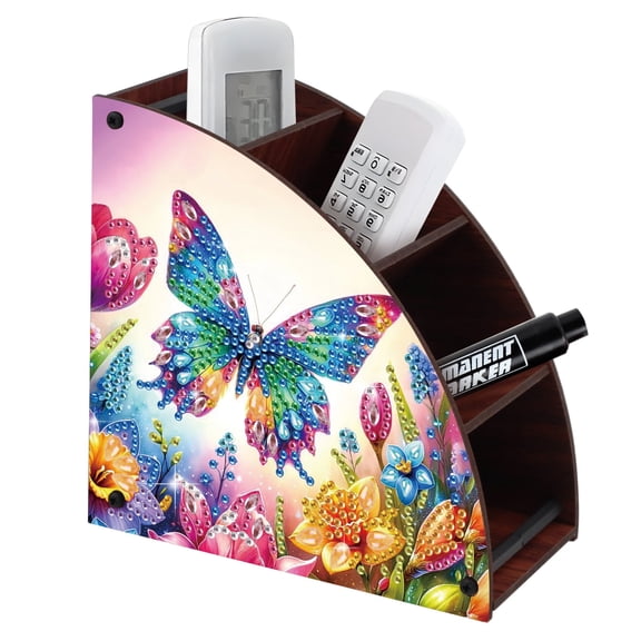 Double Sided Diamond Painting Kit Storage Box Colorful Butterfly 5D DIY Desktop Remote Control Organizer Premium Gift Choice
