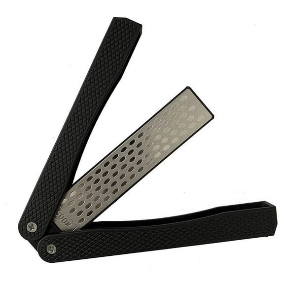 Double Sided Diamond Sharpener, Handheld Fine Coarse Diafold Blades Sharpening Stone 400/600 Grit Black