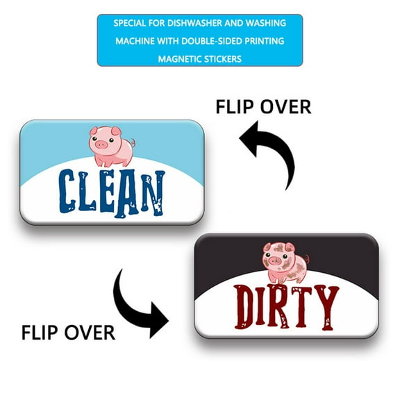 Double-Sided Dishwasher Magnet Clean Dirty Sign, Clean and Dirty Magnet for Dishwasher, Dirty or Clean Magnetic Signs, Clean/Dirty for Stainless Steel Decor, Dish Washer Sign Magnet