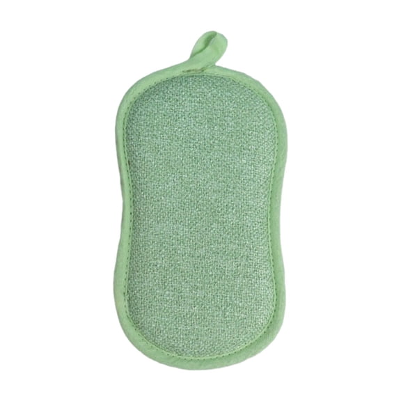 Double-Sided Dishwashing Scouring Pad – Bamboo Fiber & Silver Wire Kitchen Sponge Cloth, 1-Pack, Green