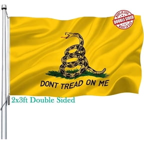 Double Sided Dont Tread on Me Gadsden Flag- Heavy Duty Don't Tread on Me Flag 3x5 outdoor -Tea Party Rattlesnake Flags Banner with 2 Brass Grommets 4 Rows Stitched