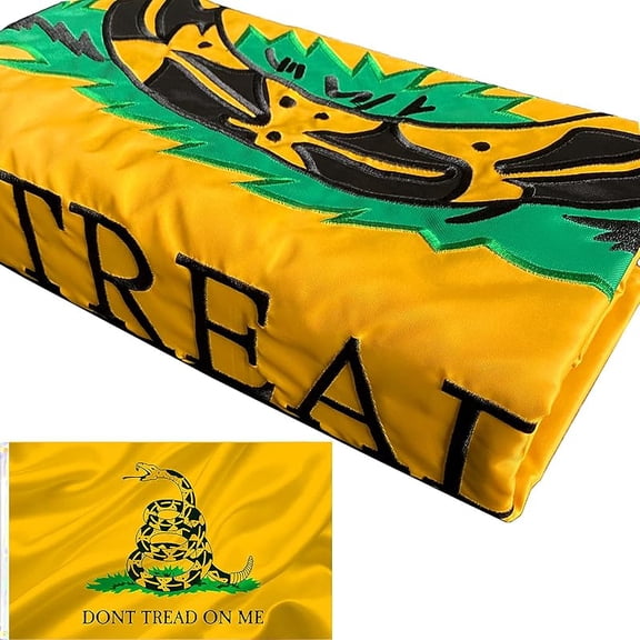 Double Sided Dont Tread on Me Gadsden Flag- Heavy Duty Don't Tread on Me Flag 3x5 outdoor -Tea Party Rattlesnake Flags Banner with 2 Brass Grommets 4 Rows Stitched