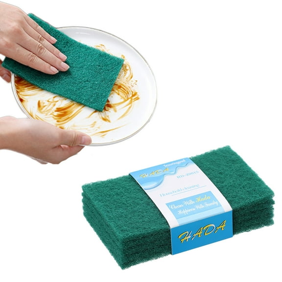 Double-Sided Emery Sponge Dishcloths | 10-Pack Green Kitchen Cleaning Wipes | 10x15cm Thickened Brushed Pads for Pots & Pans | Super Absorbent & Rust Removing