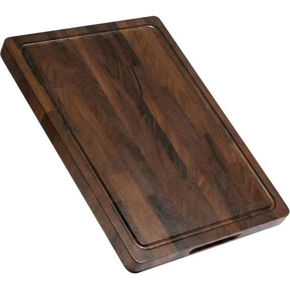 Double Sided End Grain Walnut Wood Chopping Board with Handle, Large Butcher Block for Kitchen Prep, Serving & Charcuterie, Gift Box Included, 17x13x1 Inches