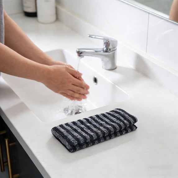 Double Sided Exfoliating Bath Towel, Long Back Scrubber Washcloth, Heavy Duty Mud Cloth for Dead Skin Removal, Spa Style Body Scrub Towel for Home Shower and Bath Use