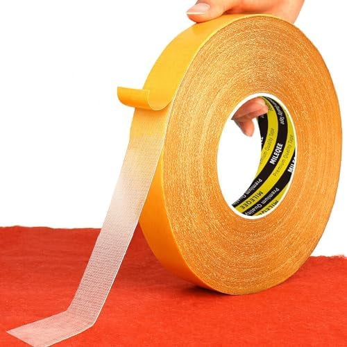 Double Sided Fabric Tape , 0.79" x 164FT High Tack Sticky Cloth Mounting Tape, 2 Sided Wall Strips for Arts Crafts, Carpets, Rugs, , Easy Use
