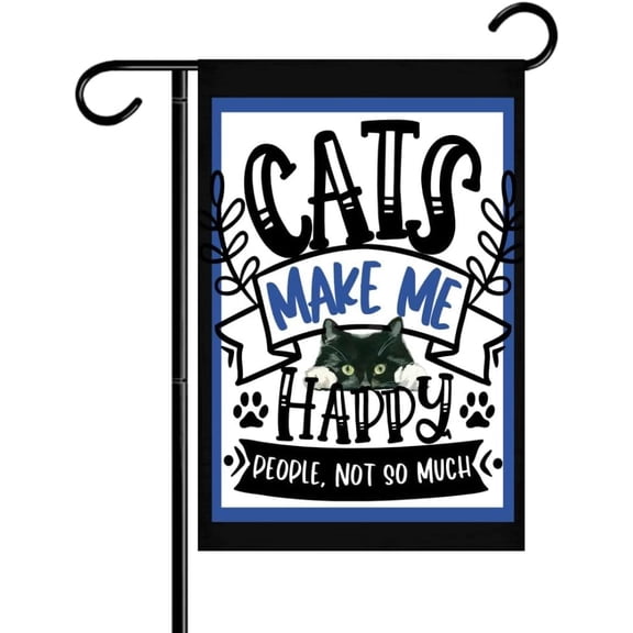Double-Sided Fall Garden Flag 12x18 Outdoor Welcome Yard Banner with Cat Design for Lawn Farm and Patio