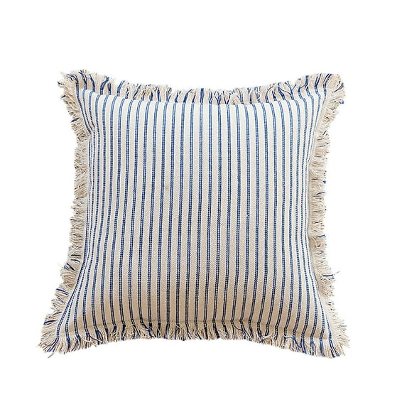 Double-Sided Faux Fur Plush Decorative Throw Pillow Covers Fuzzy Striped Soft Pillowcase Cushion Covers for Sofa Couch Bedroom Lightgrey 23.62"X23.62" Blue