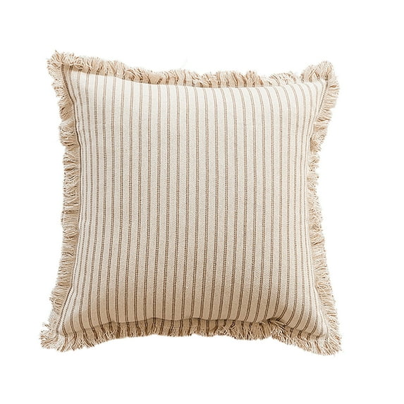 Double-Sided Faux Fur Plush Decorative Throw Pillow Covers Fuzzy Striped Soft Pillowcase Cushion Covers for Sofa Couch Bedroom Lightgrey 23.62"X23.62" Khaki